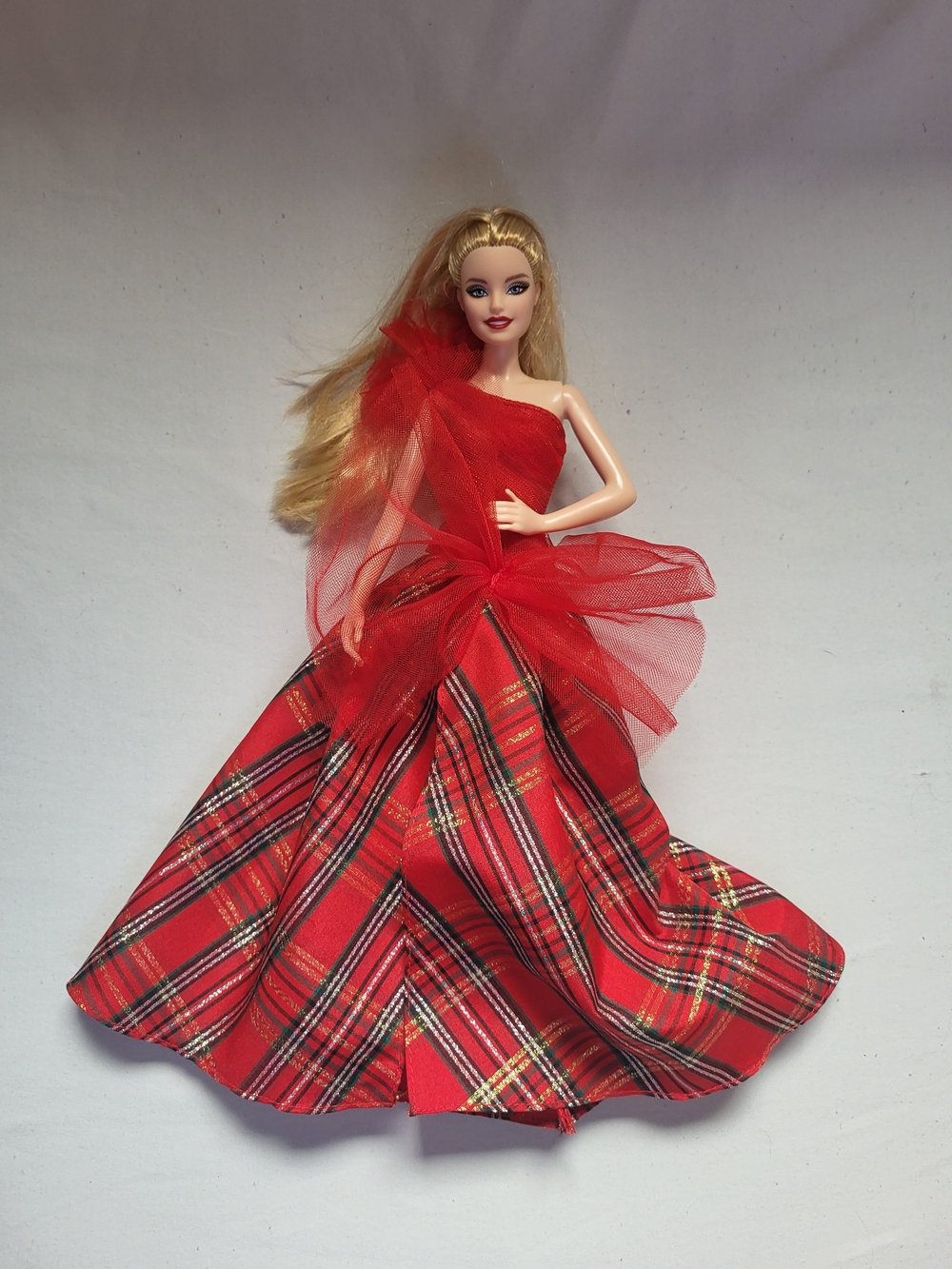 Barbie Holiday 2024 Model Muse Red Plaid Christmas Gown For Doll